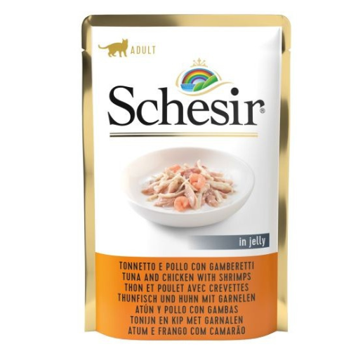 Schesir Cat Food Tuna And Chicken Fillets With Shrimps in Jelly 85g