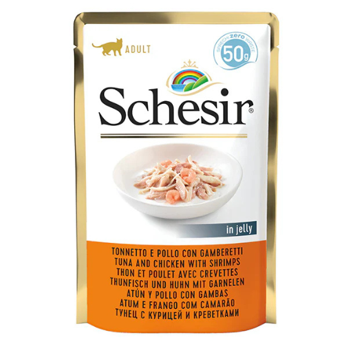 Schesir Cat Food Tuna And Chicken With Shrimps in Jelly 50g
