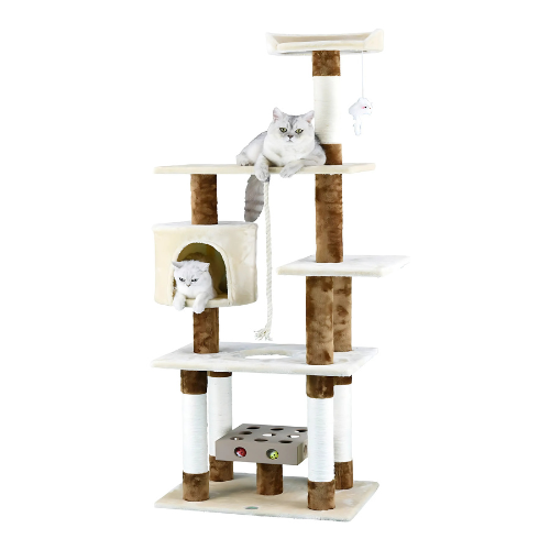 Go Petclub 67″ IQ Busy Box Cat Tree Condo with Sisal Covered Scratching Posts