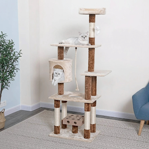 Go Petclub 67″ IQ Busy Box Cat Tree Condo with Sisal Covered Scratching Posts