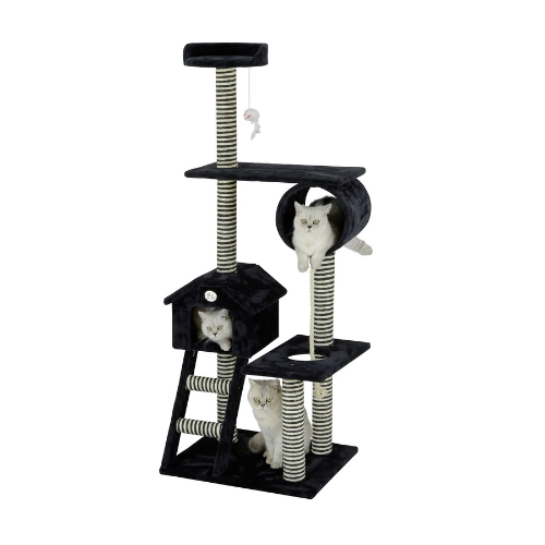 Go Petclub 60″ Black Cat Tree Condo with Sisal Covered Posts