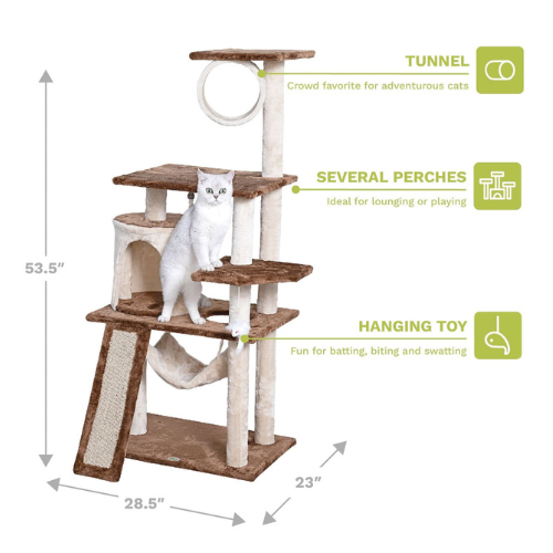 Go Petclub 53″ Kitten Cat Tree Condo with Scratching Board