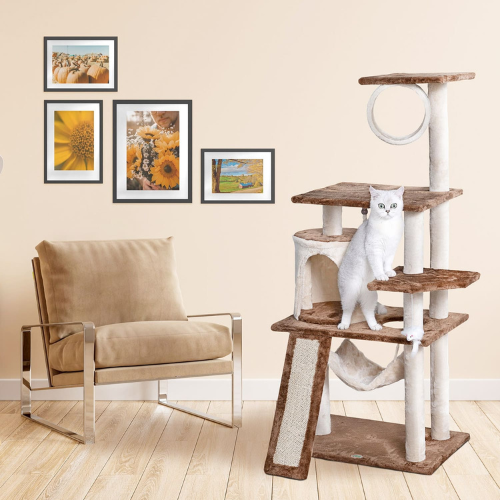 Go Petclub 53″ Kitten Cat Tree Condo with Scratching Board