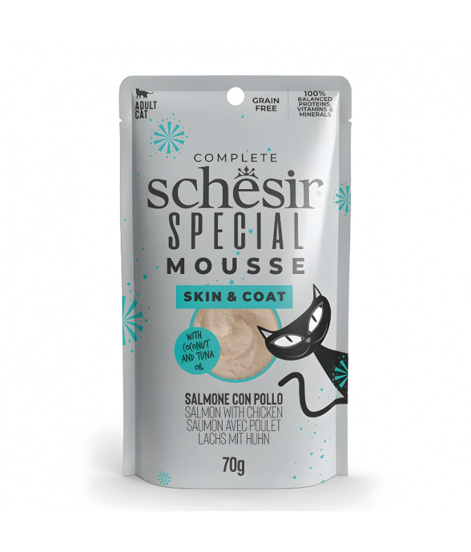Schesir Special Mousse (Skin & Coat) For Cats - Salmon With Chicken 70g