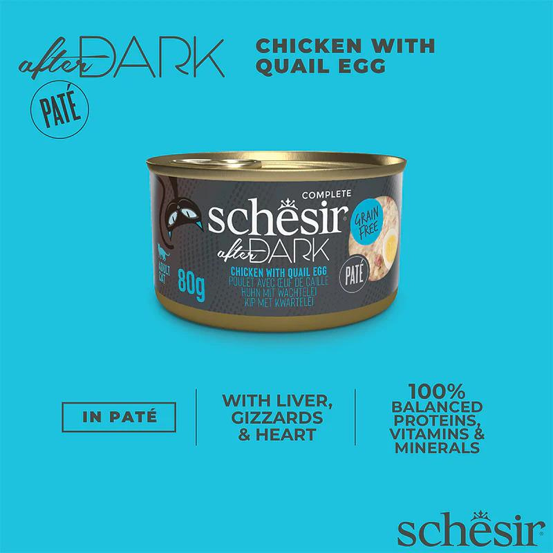 Schesir Cat Food After Dark Patè - Chicken With Quail Egg 80g