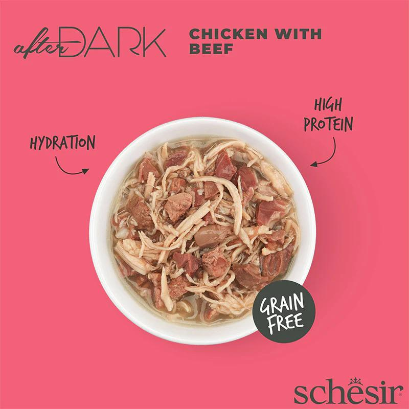 Schesir Cat Food After Dark Wholefood In Broth - Chicken With Beef 80g