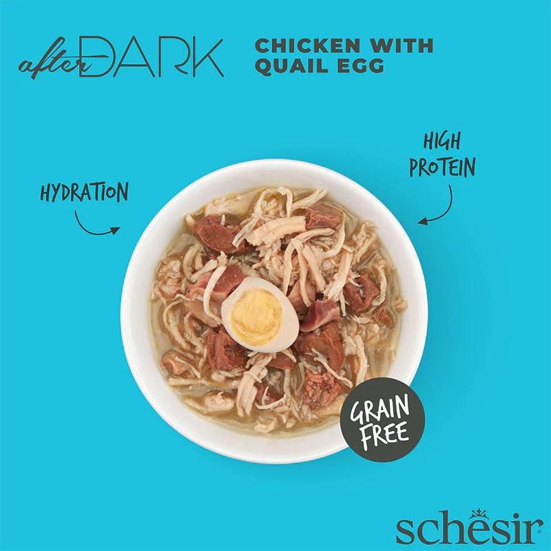 Schesir Cat Food After Dark Wholefood In Broth - Chicken With Quail Egg 80g