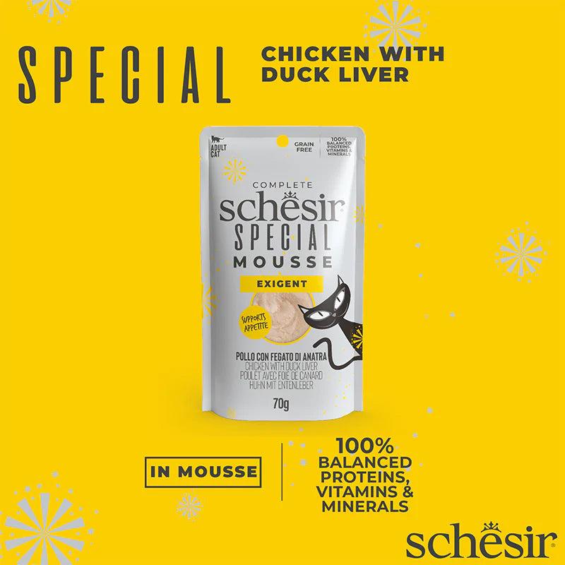 Schesir Special Mousse (Exigent) For Cats - Chicken With Duck Liver 70g