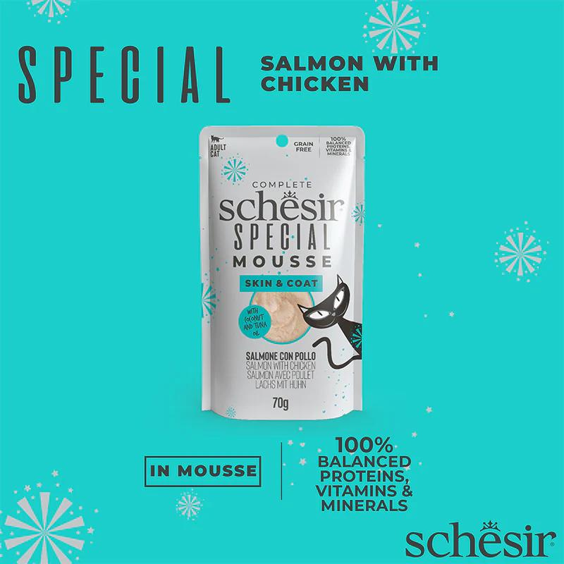 Schesir Special Mousse (Skin & Coat) For Cats - Salmon With Chicken 70g