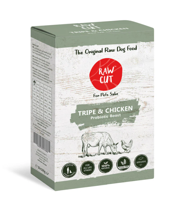 Raw Cut Tripe & Chicken Raw food for Dogs 10 x 100g