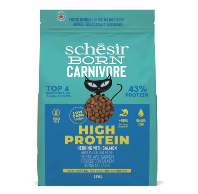 Schesir Born Carnivore Grain Free Herring & Salmon Dry Food for Cats 1.25kg