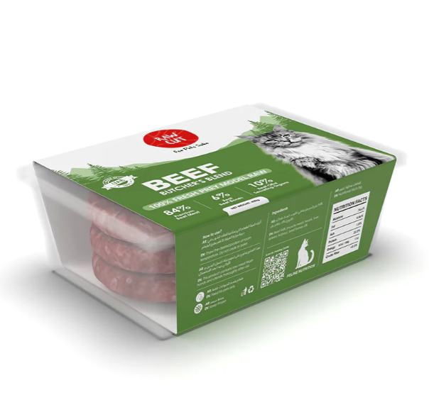 Raw Cut Beef Prey Model Raw Food for Cats 600g