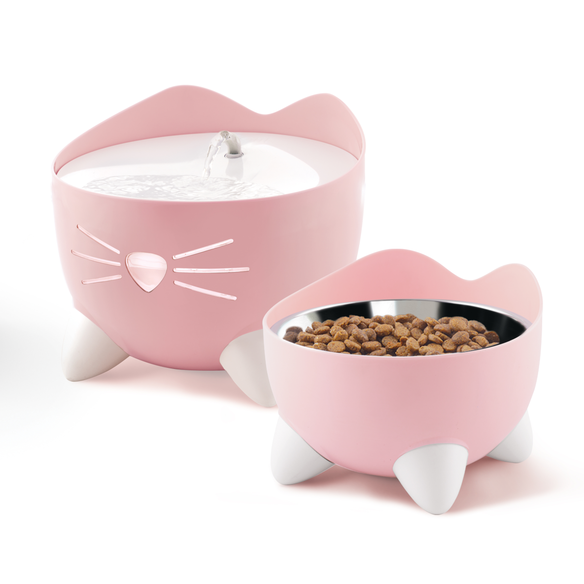 CatIt Pixi Drinking Fountain & Feeding Bowl for Cats and Dogs - Combo Pack