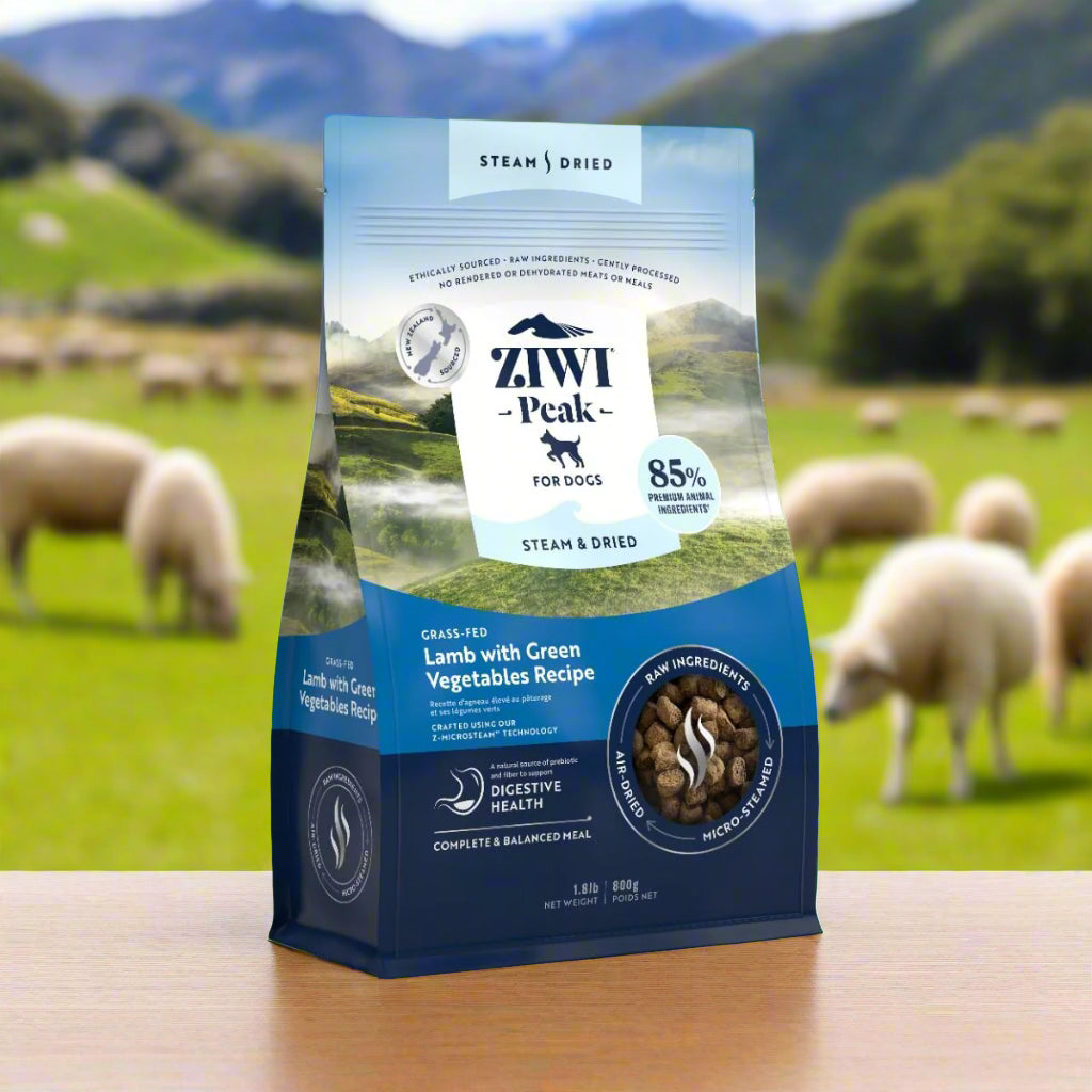 Ziwi Peak Steam & Dried Grass-Fed Lamb with Green Vegetables Recipe Dry Dog Food