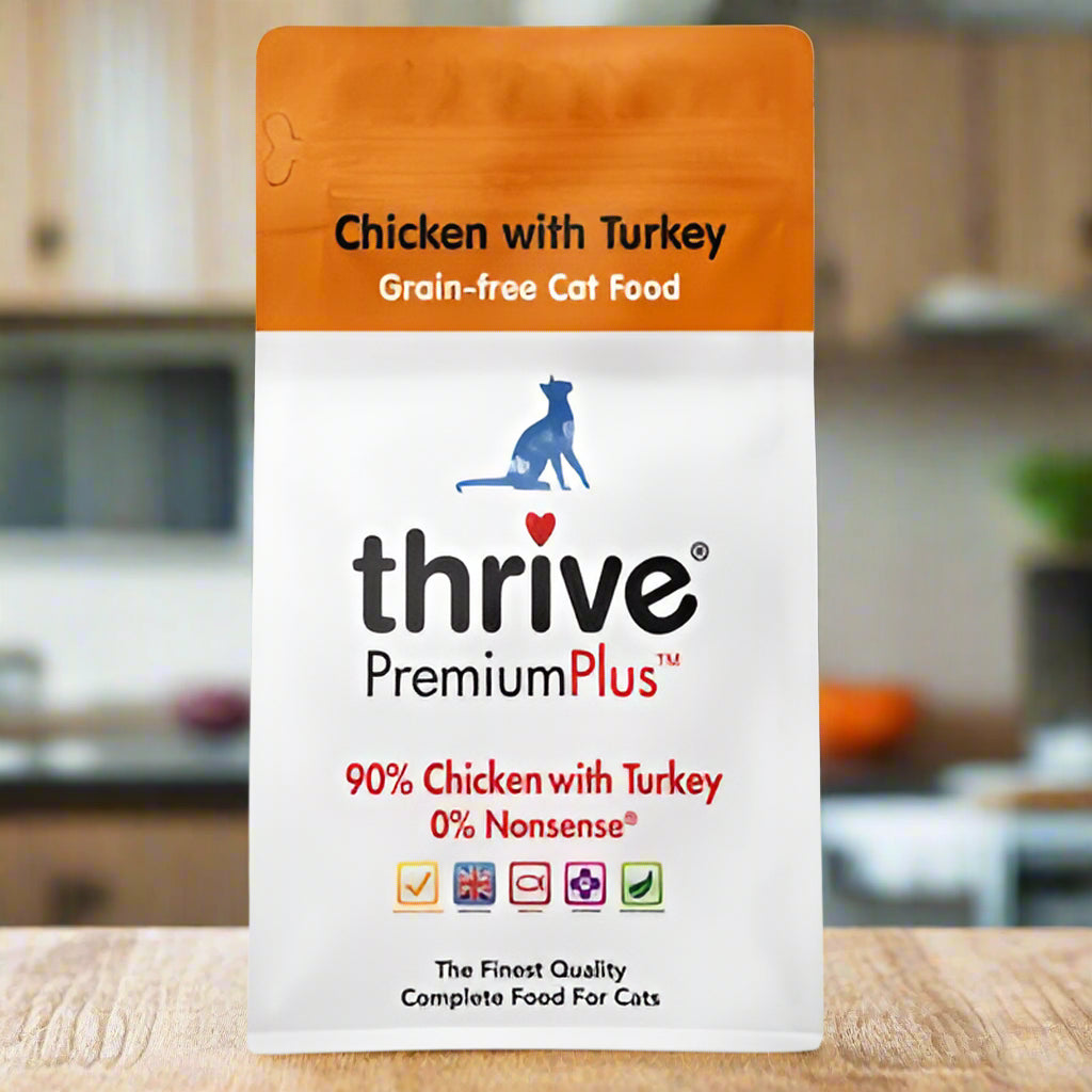 Thrive Chicken With Turkey Dry Food for Cats. 90 % Chicken with Turkey, 0% Nonsense