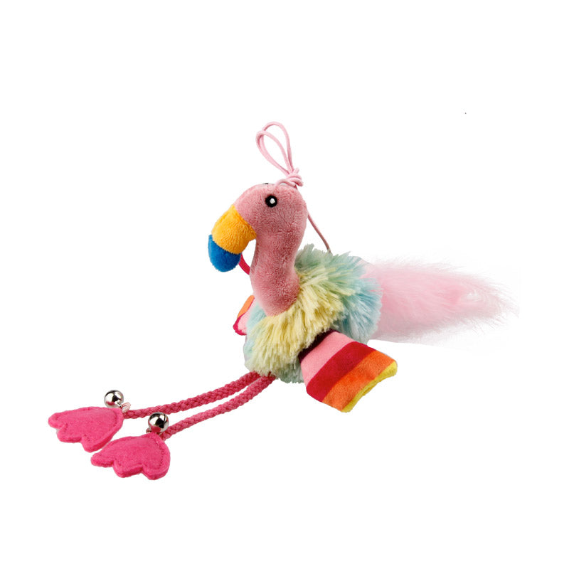 GiGwi Cat Toy Finger ring bird Blue & Pink with Crinkle Paper and Bell inside