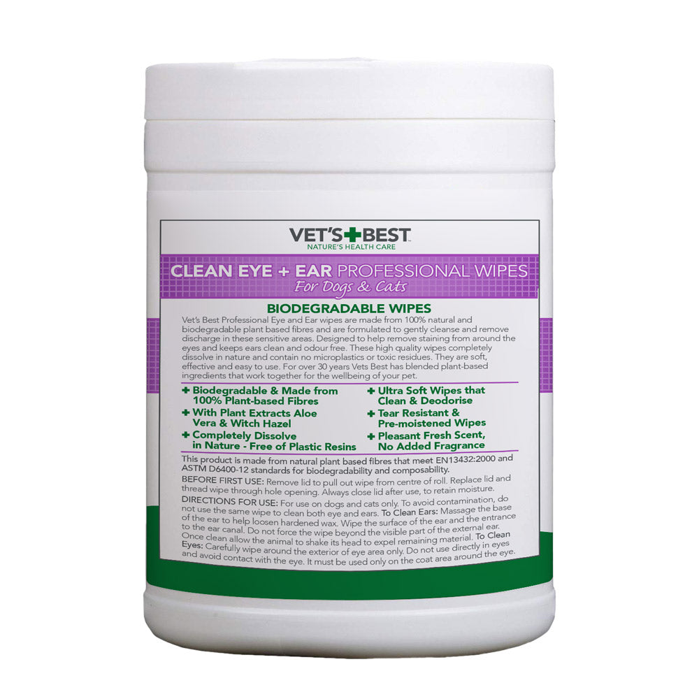 Vet’s Best Ear & Eye Wipes for Dogs – 160 Pack
