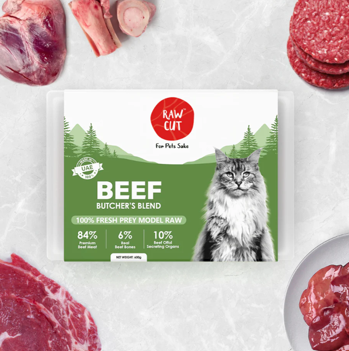 Raw Cut  Beef Prey Model Raw Food for Cats 600g