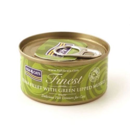 Fish4Cats Finest Tuna Fillet With Green Lipped Mussel Wet Food 70g can